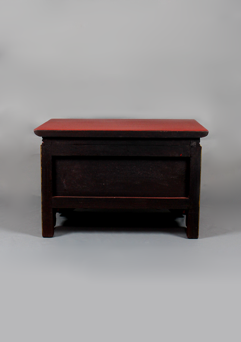 Handpainted Tibetan Wooden Shrine Box Table with Drawer