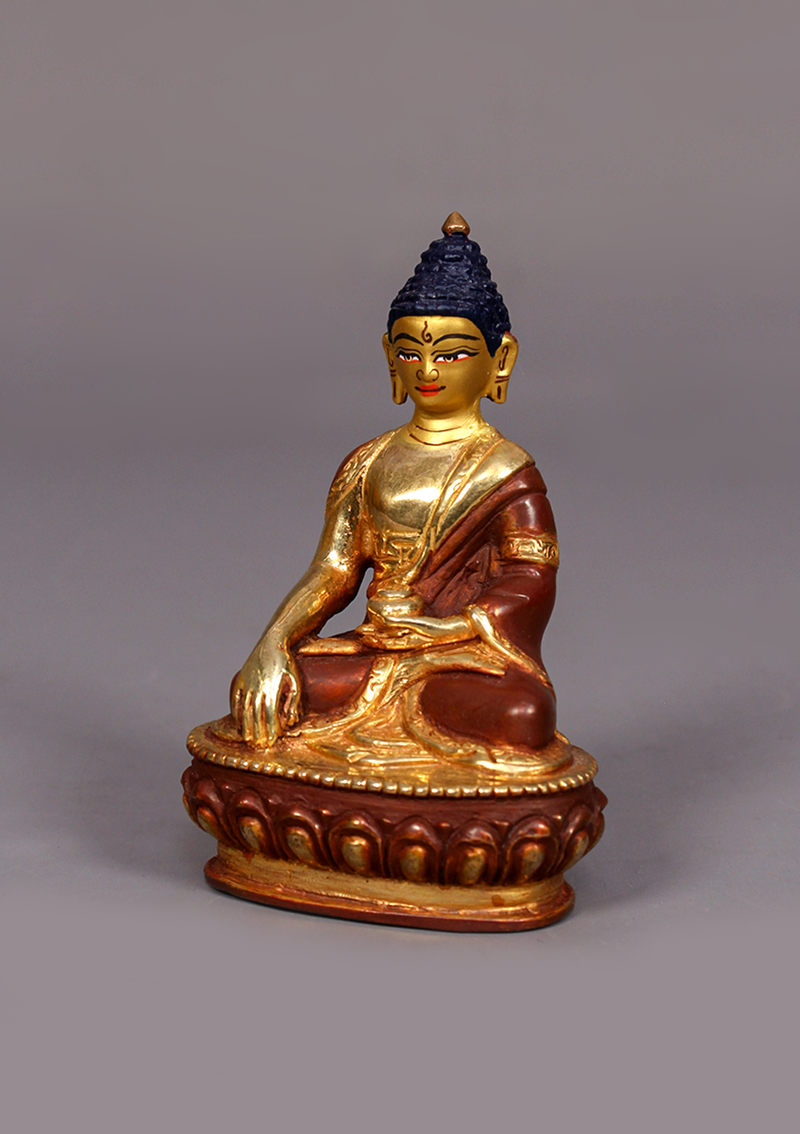 Partly Gold Plated Shakyamuni Buddha Statue 4"H