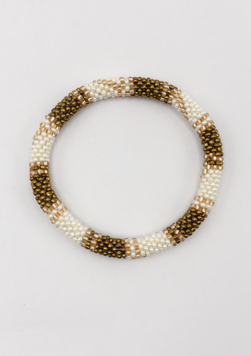 Silver Black Pink Roll on Beads Bracelet