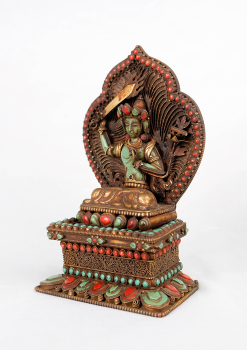 Turquoise Inlaid God of Wisdom  Manjushri Statue