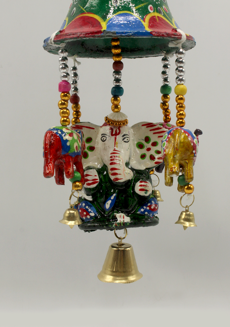 Green Ganesha Bell Wind Chimes