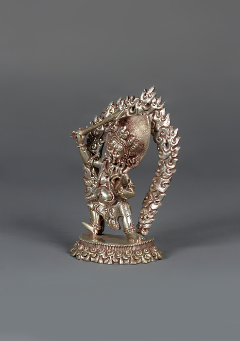 Sterling Silver 925  Khadga Pani Mahankal Statue 9 cm