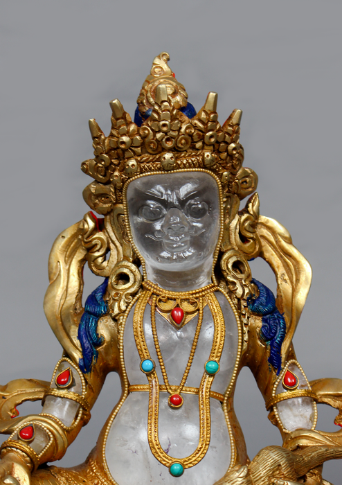 Gold Plated Crystal Zambala Statue 9"H