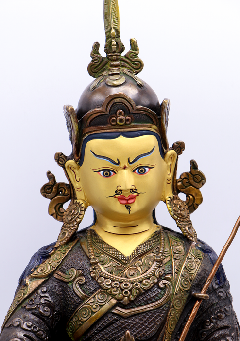 Copper Oxidized Guru Padmasambhava Statue 14.5"H
