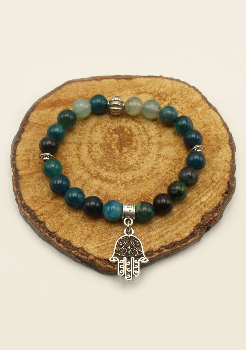 BlueGreen Shade Mixed  Stones Mala Bracelet