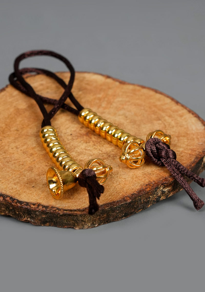 Tibetan Bell & Dorjee Mala Counter Pair - Golden