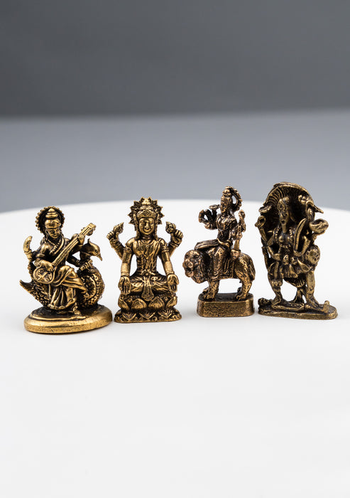 Brass Mini Hindu Goddess Statues 1"