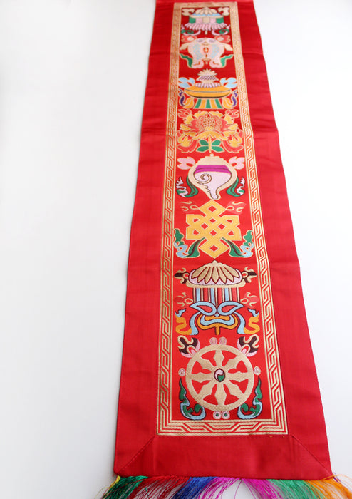 Eight Auspicious Symbol Embroidered Tibetan Wall Hanging Banner