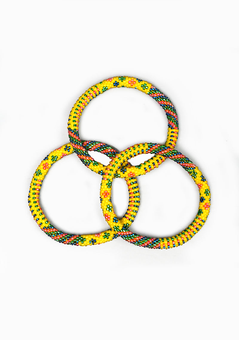 Yellow Tropical Breeze Nepalese Roll Bead Bracelet