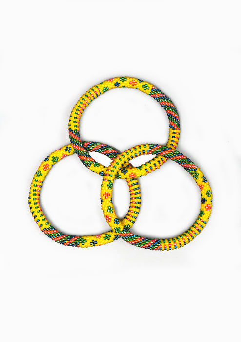 Yellow Tropical Breeze Nepalese Roll Bead Bracelet