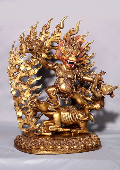 God of Death 24 K Gold Gilded Yamantaka Statue 19"H