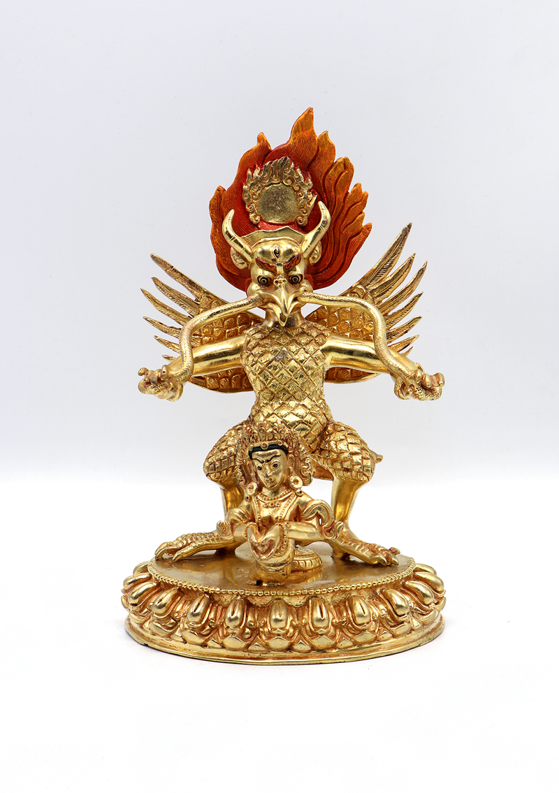 Vainateya 24 K Gold Copper Garuda Statue 8"