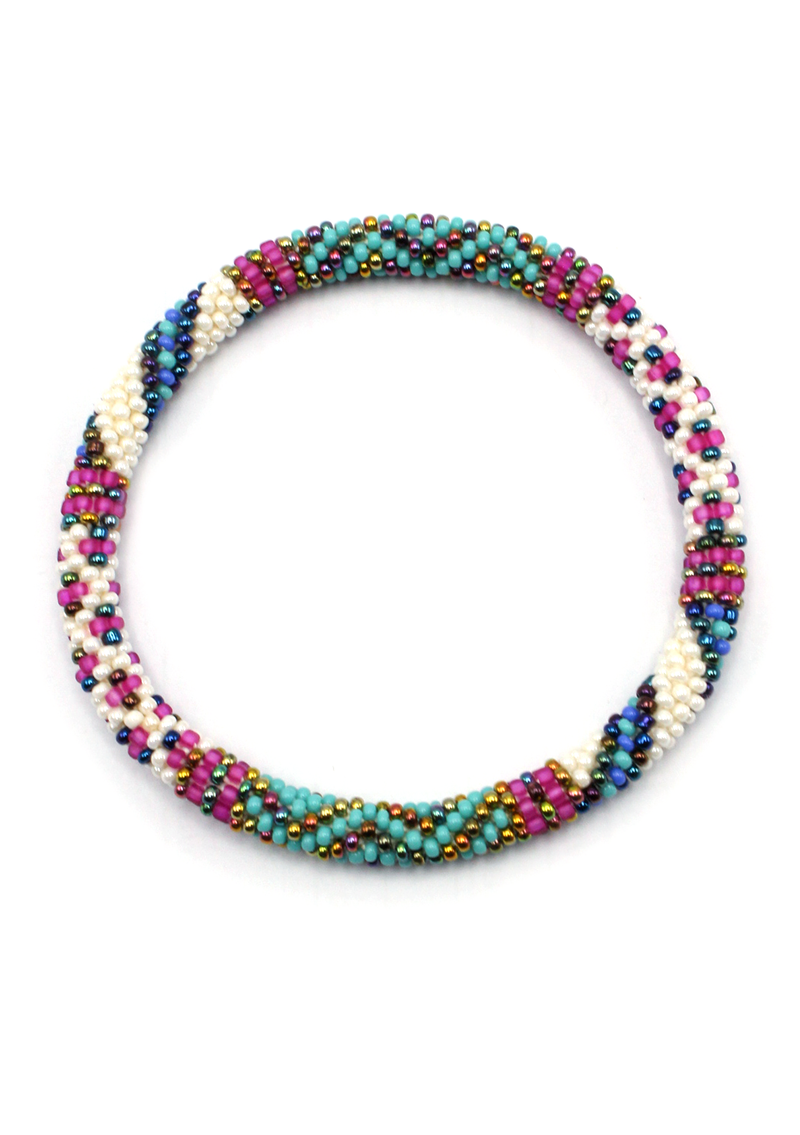 Blue White  Roll on Beads Anklet – Trendy Foot Jewelry