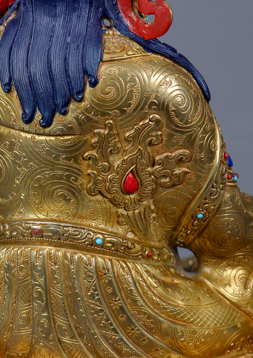 Guru Rinpoche 24K Gold Gilded Copper  Statue 15"H