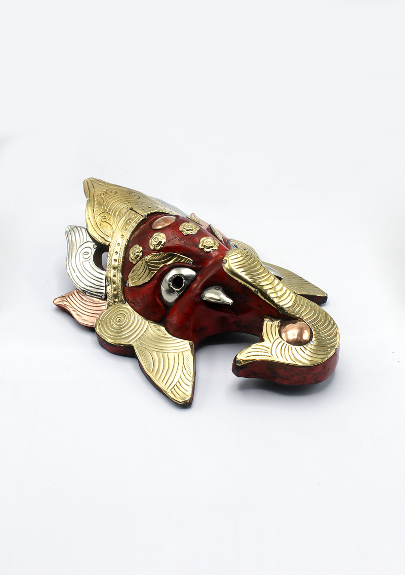Hand Painted Ganesh Wall Hanging Mask- Red