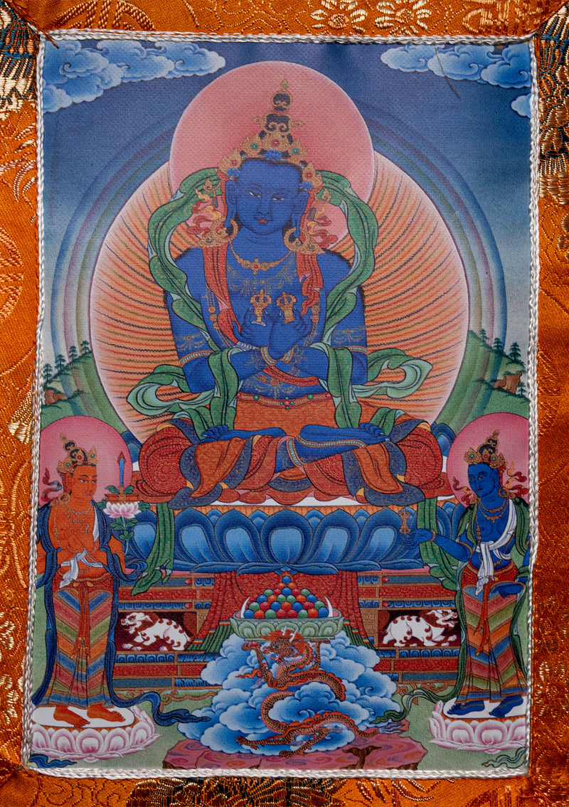 Buddhist Wall Hanging with Brocade Frame