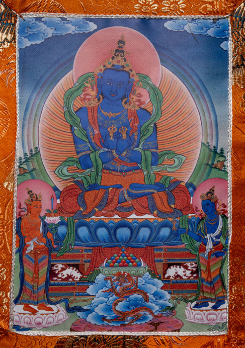 Buddhist Wall Hanging with Brocade Frame