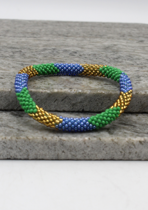 Golden Green Nepalese Roll on Beads Bracelet