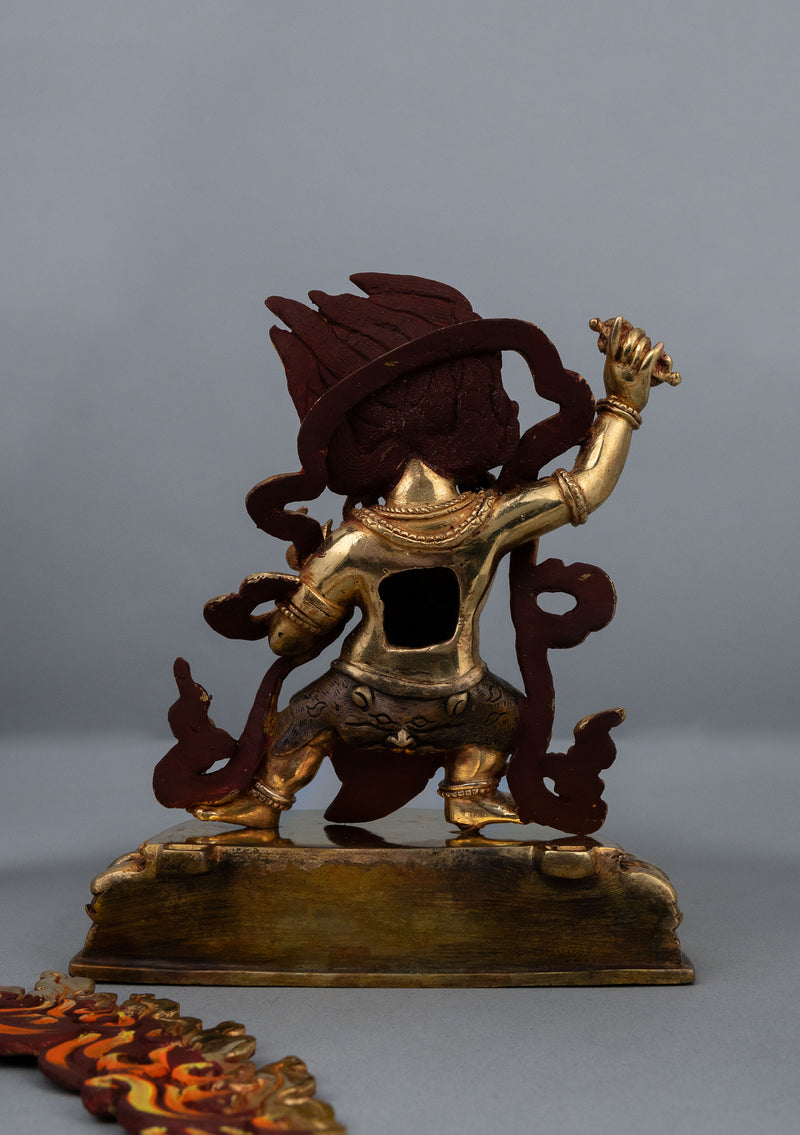 Partly Gold Plated Painted Vajrapani Statue 8" H