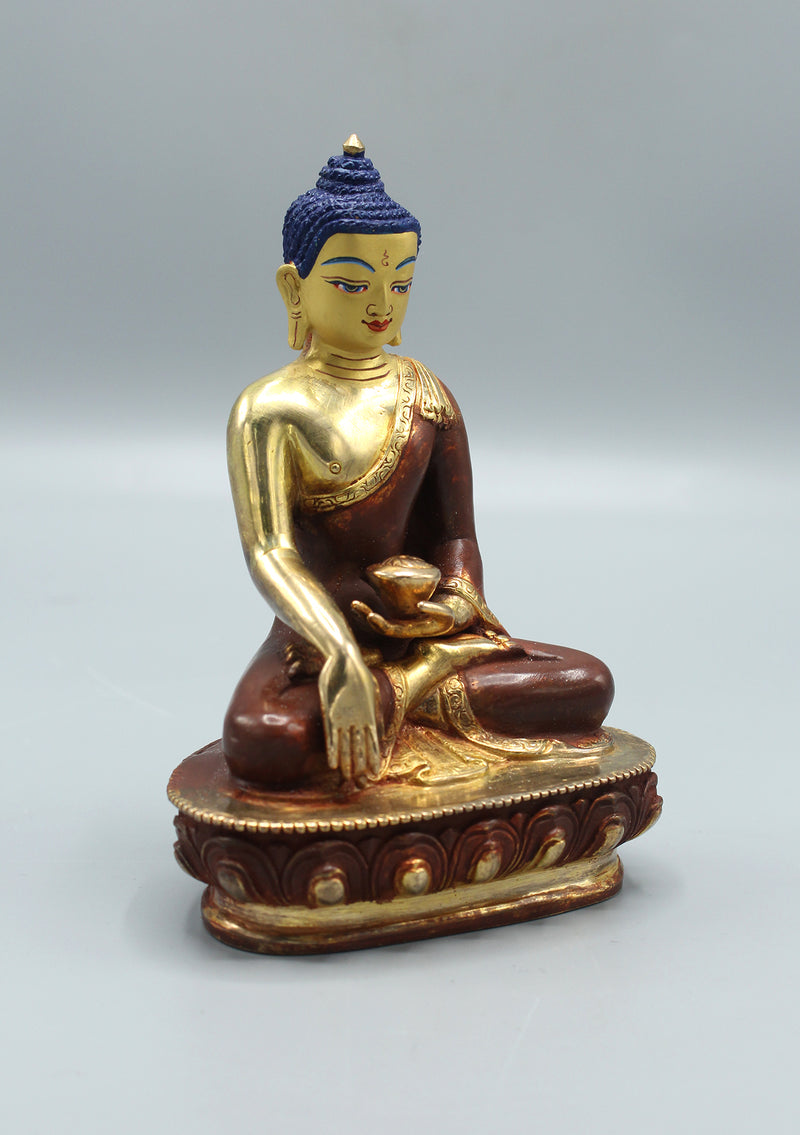 Partly Gold Plated  Akshobhya  Buddha Statue 5.5" H