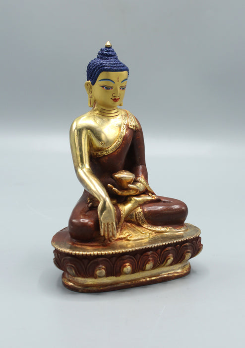 Partly Gold Plated  Akshobhya  Buddha Statue 5.5" H