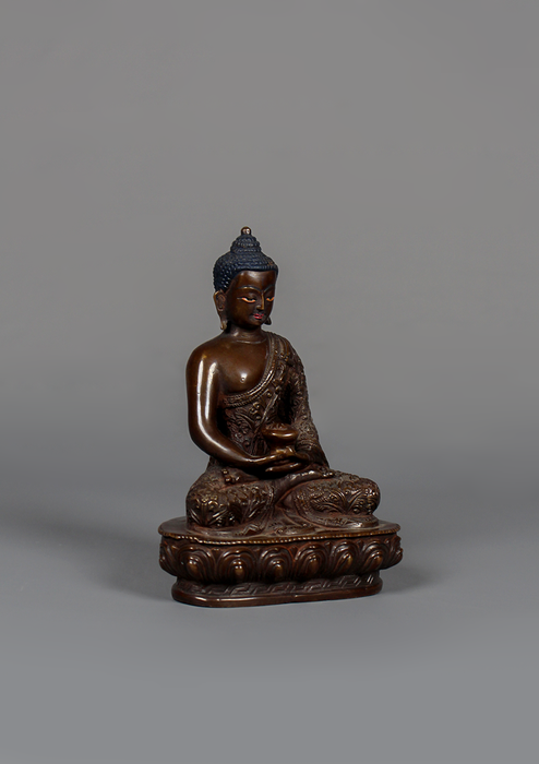 Copper Amitabha Buddha Statue 5.3" H