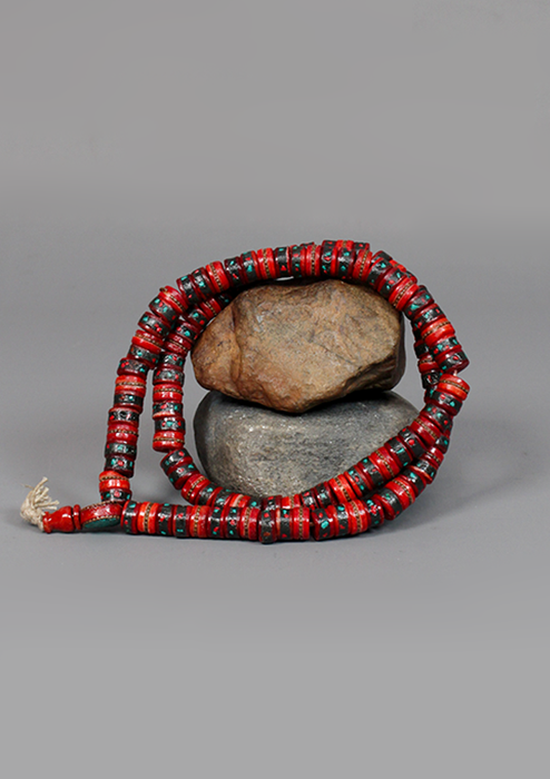 Bone Inlaid 108 Beads Red Prayer Mala