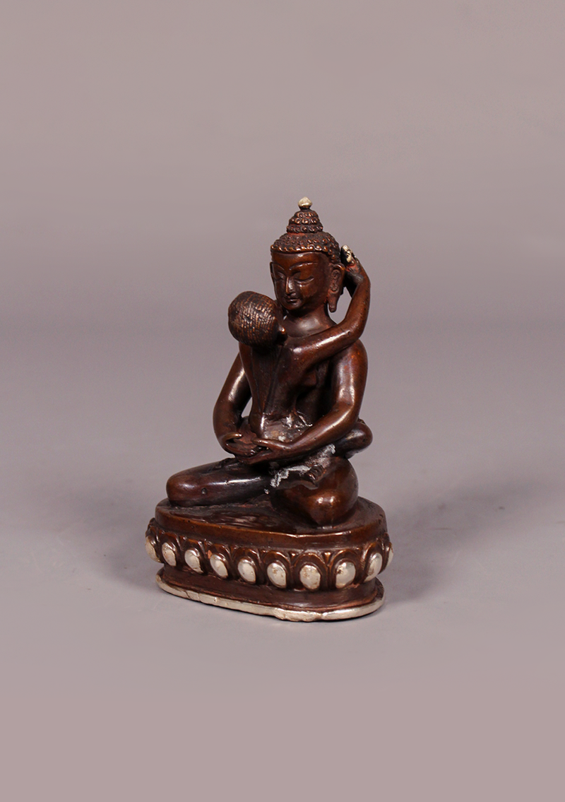 Copper Samantabhadra Statue 4" H