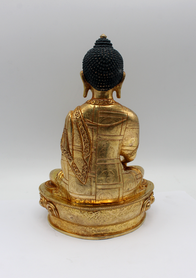 Shakyamuni Buddha Statue Gilted 24 K 8" H