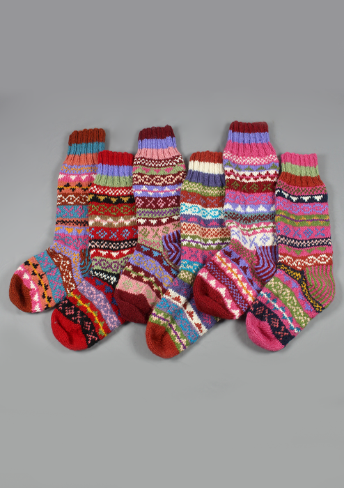 Handknitted Multicolor Woolen Knee High Socks