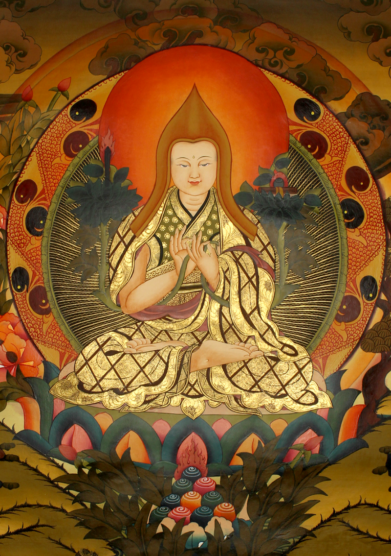 Je Tsongkhapa Thangka Painting Oil Varnished