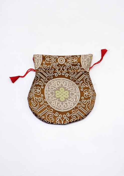 Endless Knot Brocade Drawstring Multicolor Mala Bag Pouch