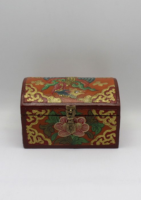 Handpainted Tibetan Wooden Optical Box with Garud- Large