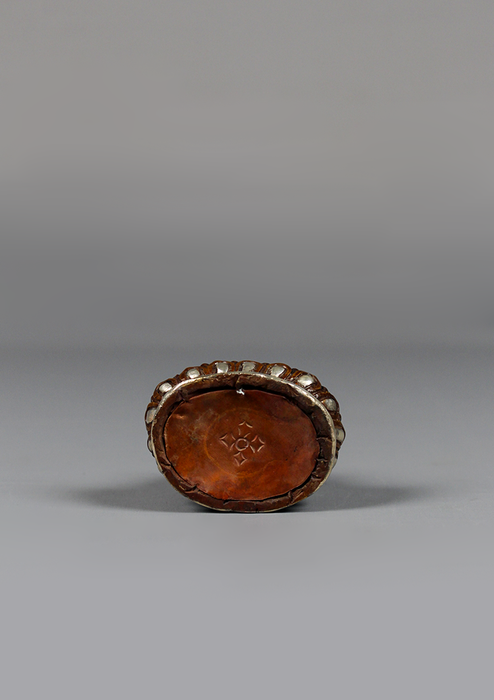 Copper Oxydize Silver Plated  Amoghasiddhi Buddha Statue 3"