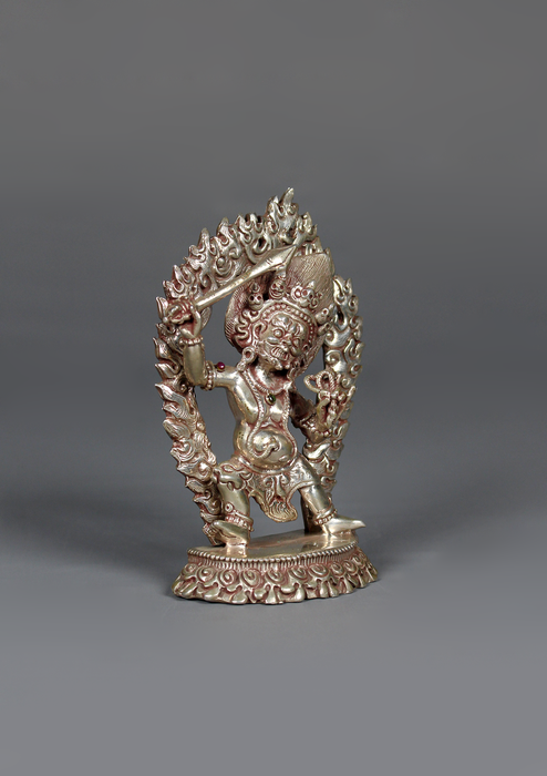 Sterling Silver 925  Khadga Pani Mahankal Statue 9 cm