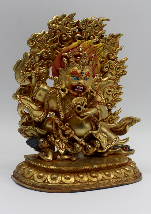 Masterpiece 24 K Gold Kajupa Mahakala 7.5"H Sculpture Buddhist Deity