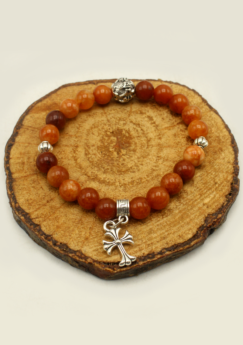 Mix Stones Cross Mala Bracelet