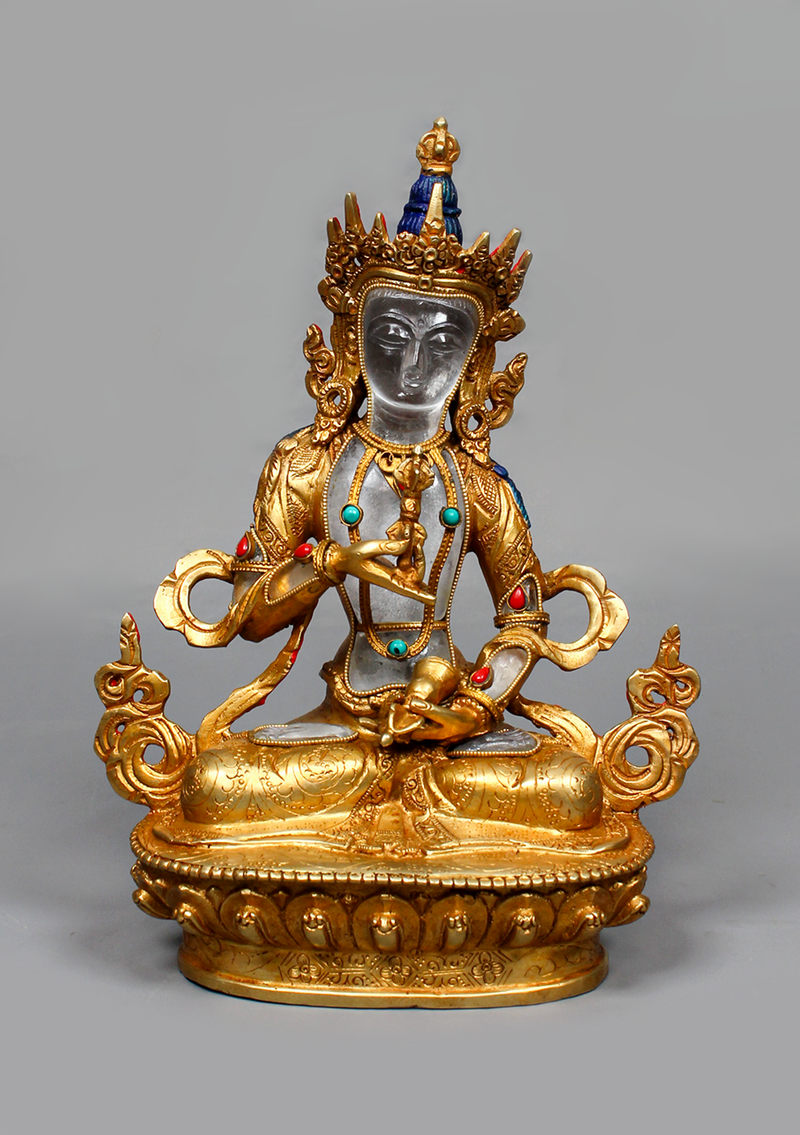 Gold Plated Crystal Vajrasattva Statue 8.5"H