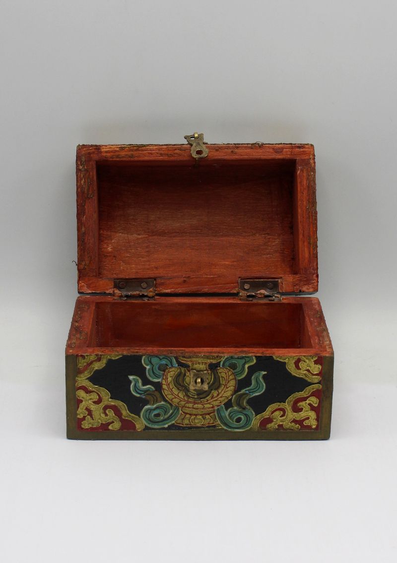 Handpainted Tibetan Wooden Optical Boxes with Flower - Medium