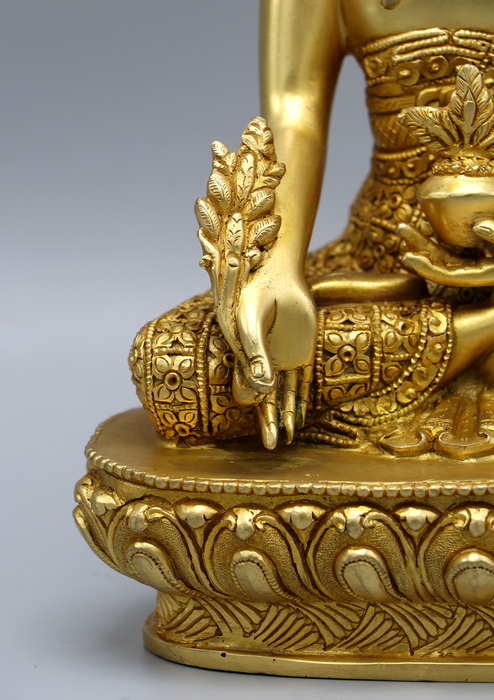Gold Plated  Medicine Buddha Statue 8"H