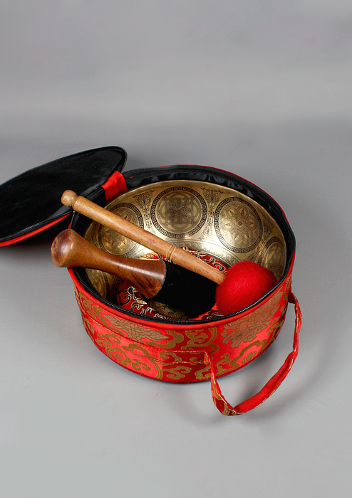 Hand Painted Avalokiteshvara Singing Bowl D Note Red