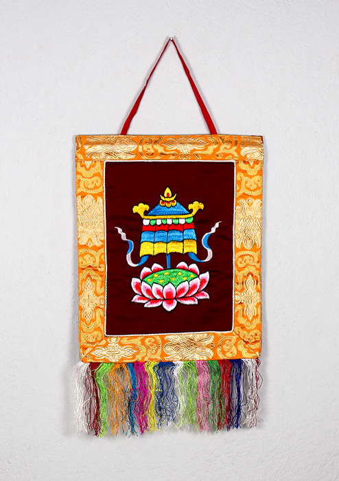 Buddhist Auspicious Symbols Brocade Wall Hanging