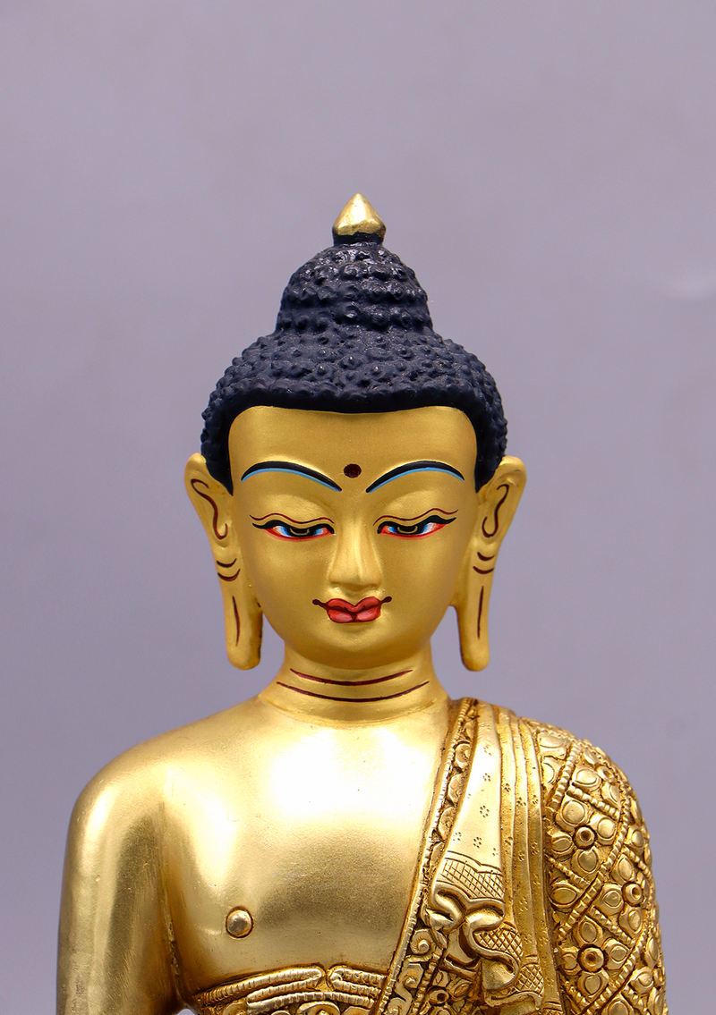 Gold Plated Amitabha Buddha Statue 8"H