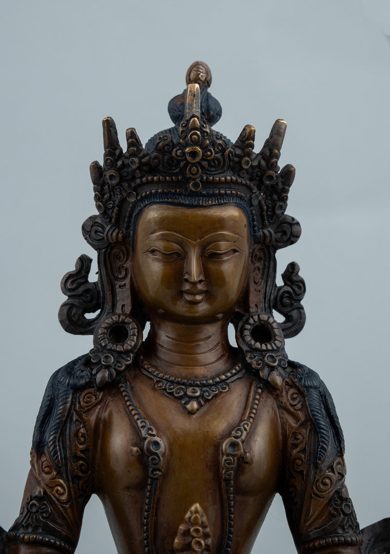 Oxidized Copper Aparmita Statue 8.5"H