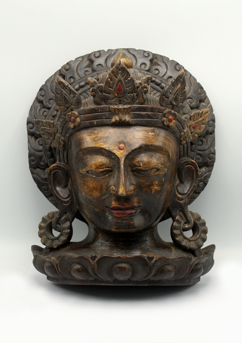 Handcarved Wooden Tara Wall Hanging Mask