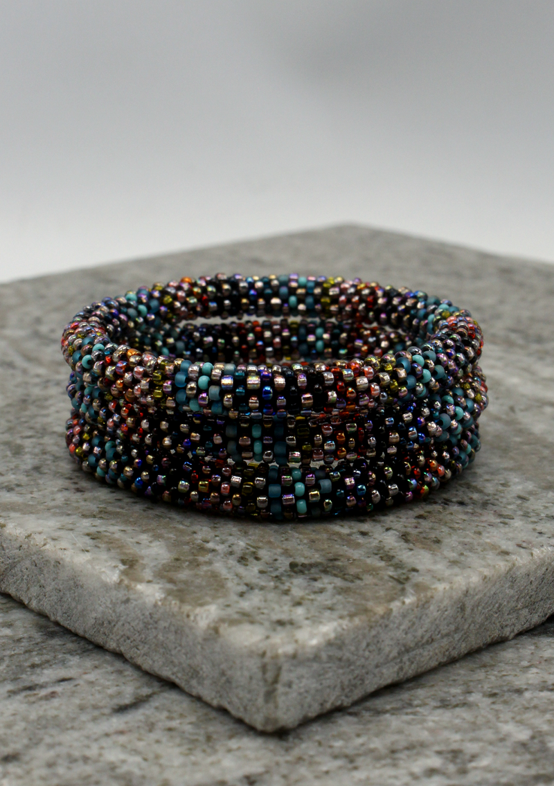 Steel bluish-grey Roll on Beads Bracelet