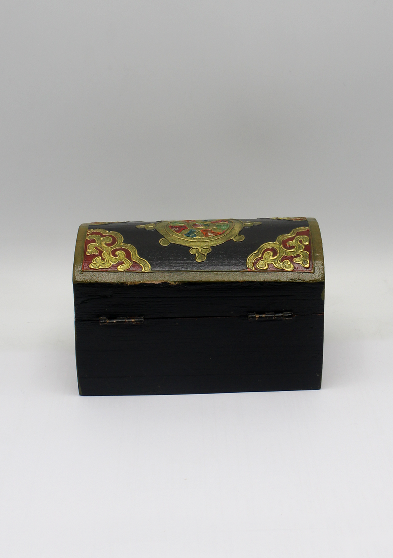 Handpainted Tibetan Wooden Optical Boxes with Dharmachakra- Medium