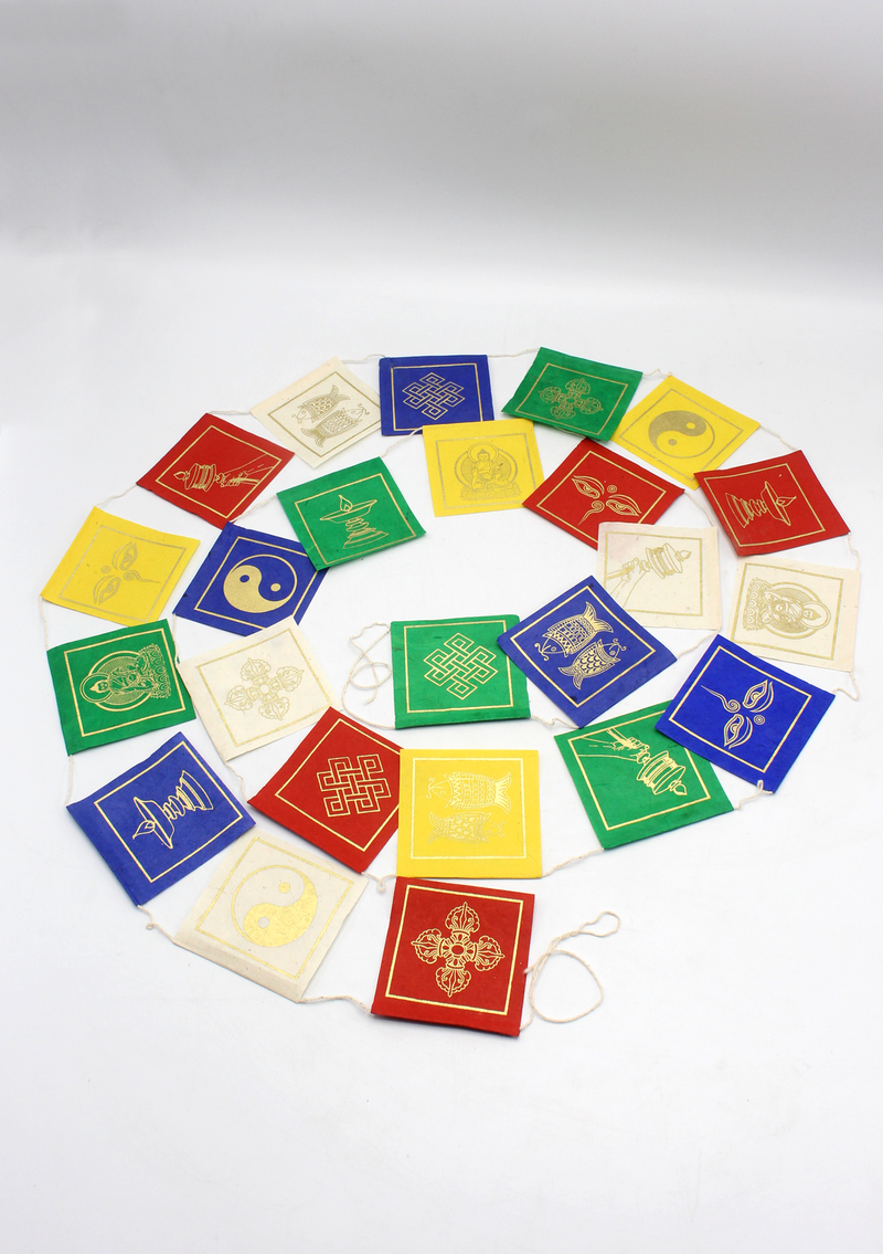 Lokta Paper Auspicious Symbol Mini Prayer Flags