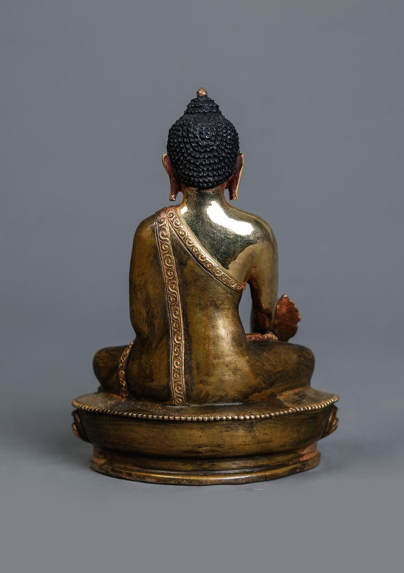 Handcrafted Partly Gold Plated Medicine Buddha Statue 5.5" – Tibetan Buddhist Art