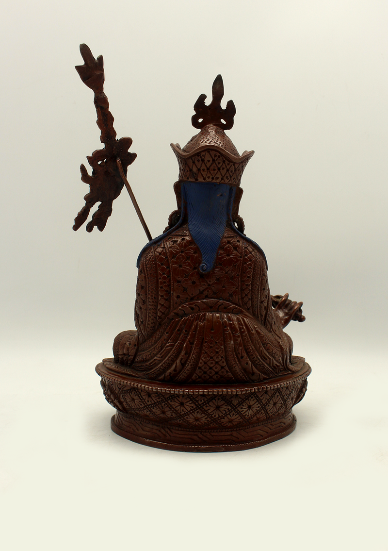 Stone Inlaid Copper Guru Padmasambhava Statue  8"H